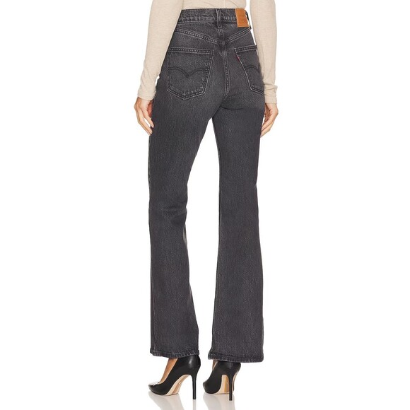 Levis Premium Womens Denim Jeans 70s High Rise Flare Black Gray Wide Leg NWT - Picture 7 of 13